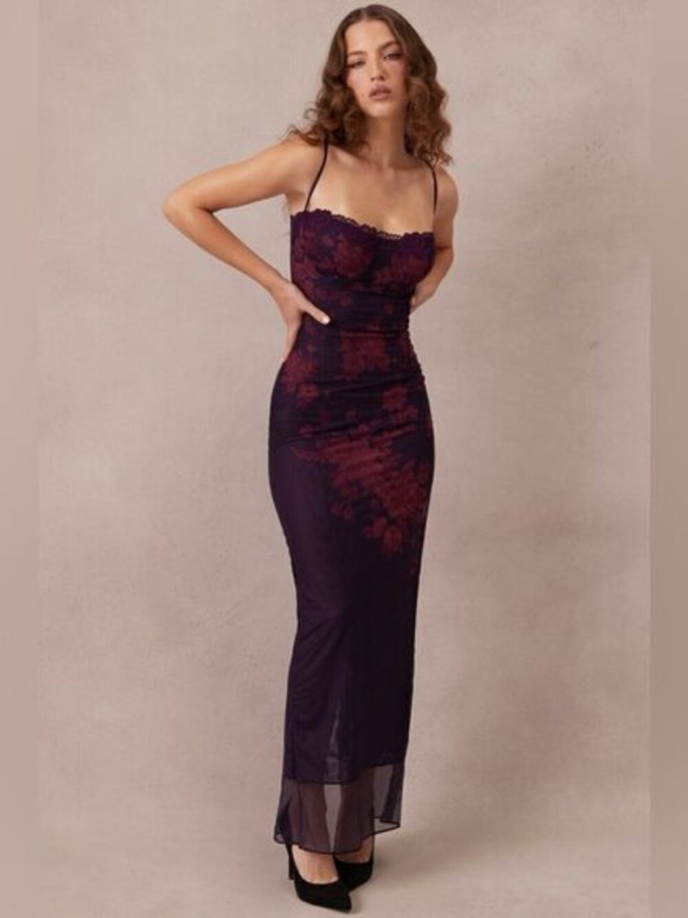 HOUSE OF CB AIZA GRAPE FLORAL PRINT MAXI DRESS - Picture 10 of 16